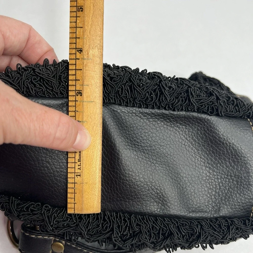 Small‎ Black Hobo Crochet Purse Shoulder Handbag Bag Pocket Unbrand Leather Trim
